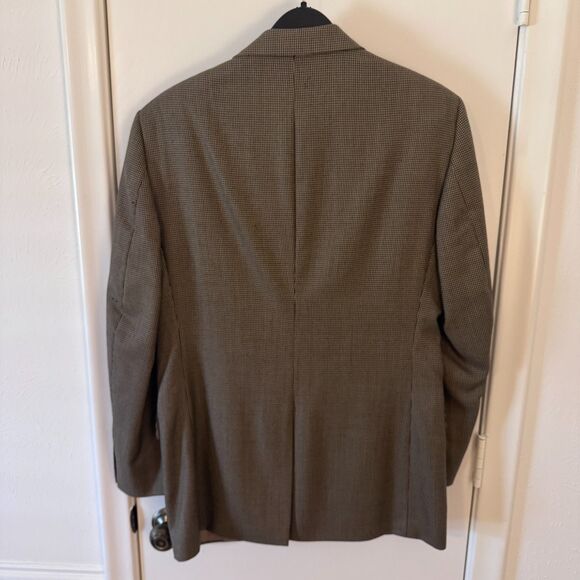 Jos A Bank "Gordon" 100% Wool Blazer 38 Reg Brown Tan Check - Picture 3 of 6